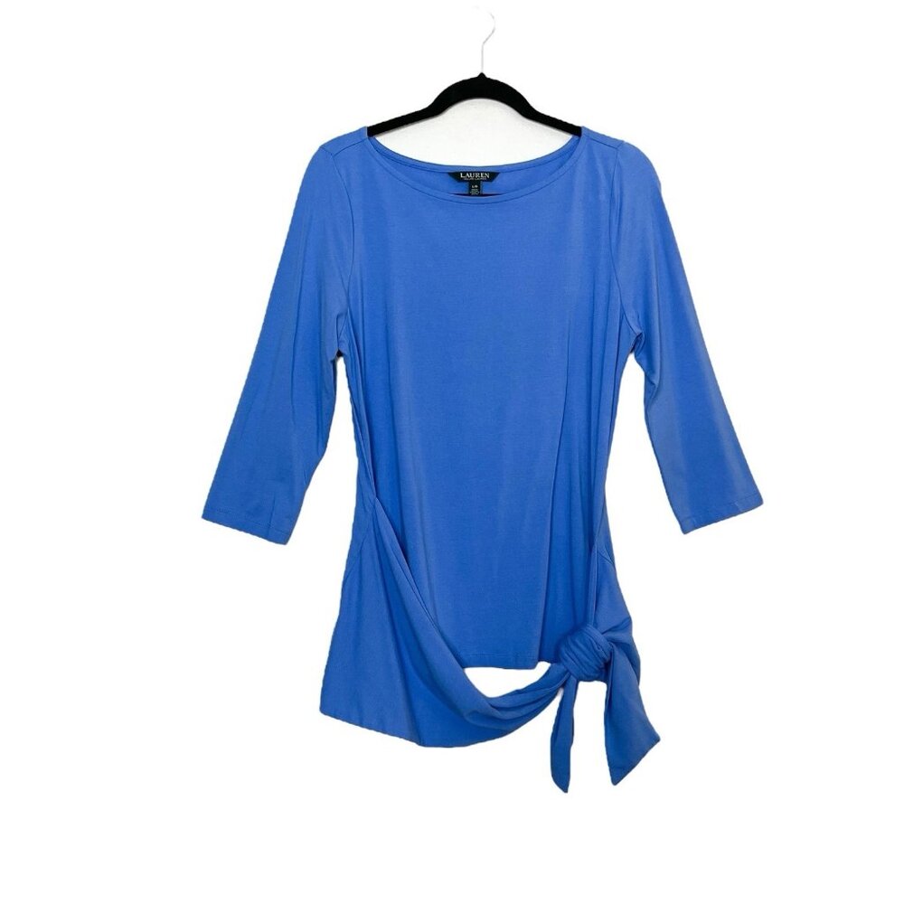 Talbots Women’s Blue Blouse Tie Waist Stretch Women’s Size Large